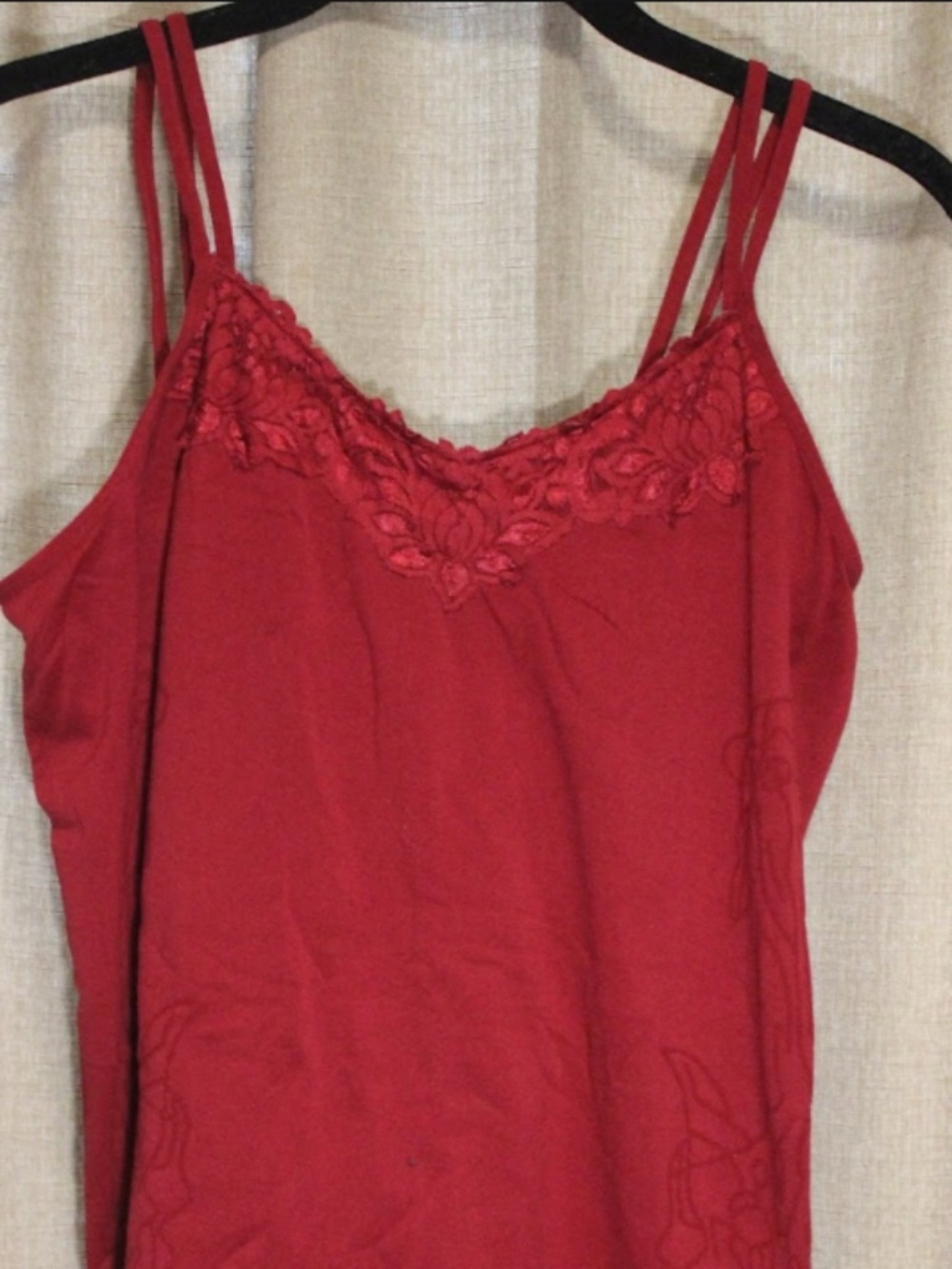 Embroidered Lace Red Tank